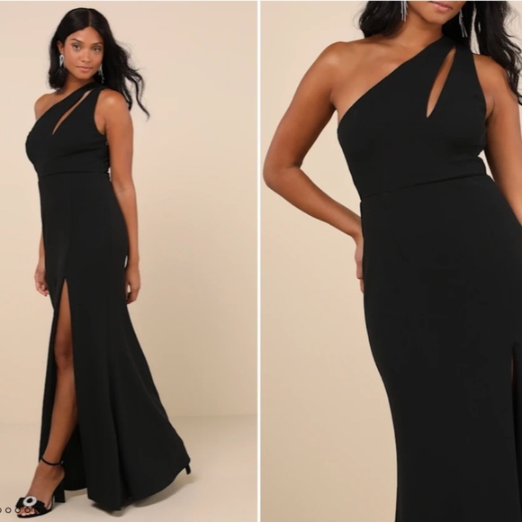 LULU's Sexy Prom Wedding Bridesmaid One Shoulder Chic Mermaid Maxi Dress - Picture 8 of 8